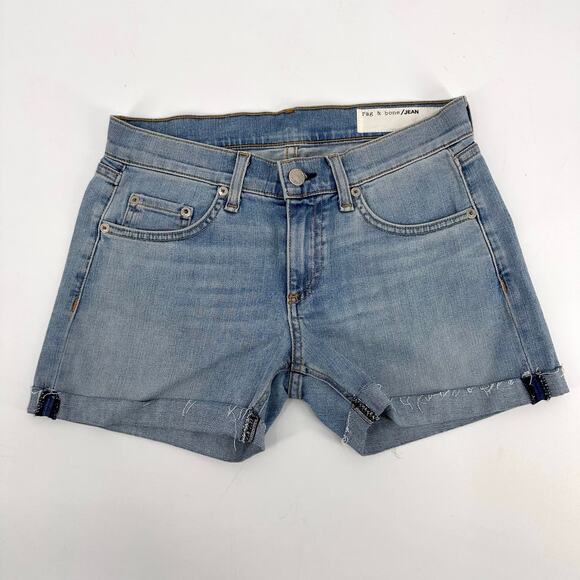 Rag & Bone Light Wash Cuffed Jean Short WMNS 25 Blue Denim Low Rise Wiley Casual - Picture 1 of 9